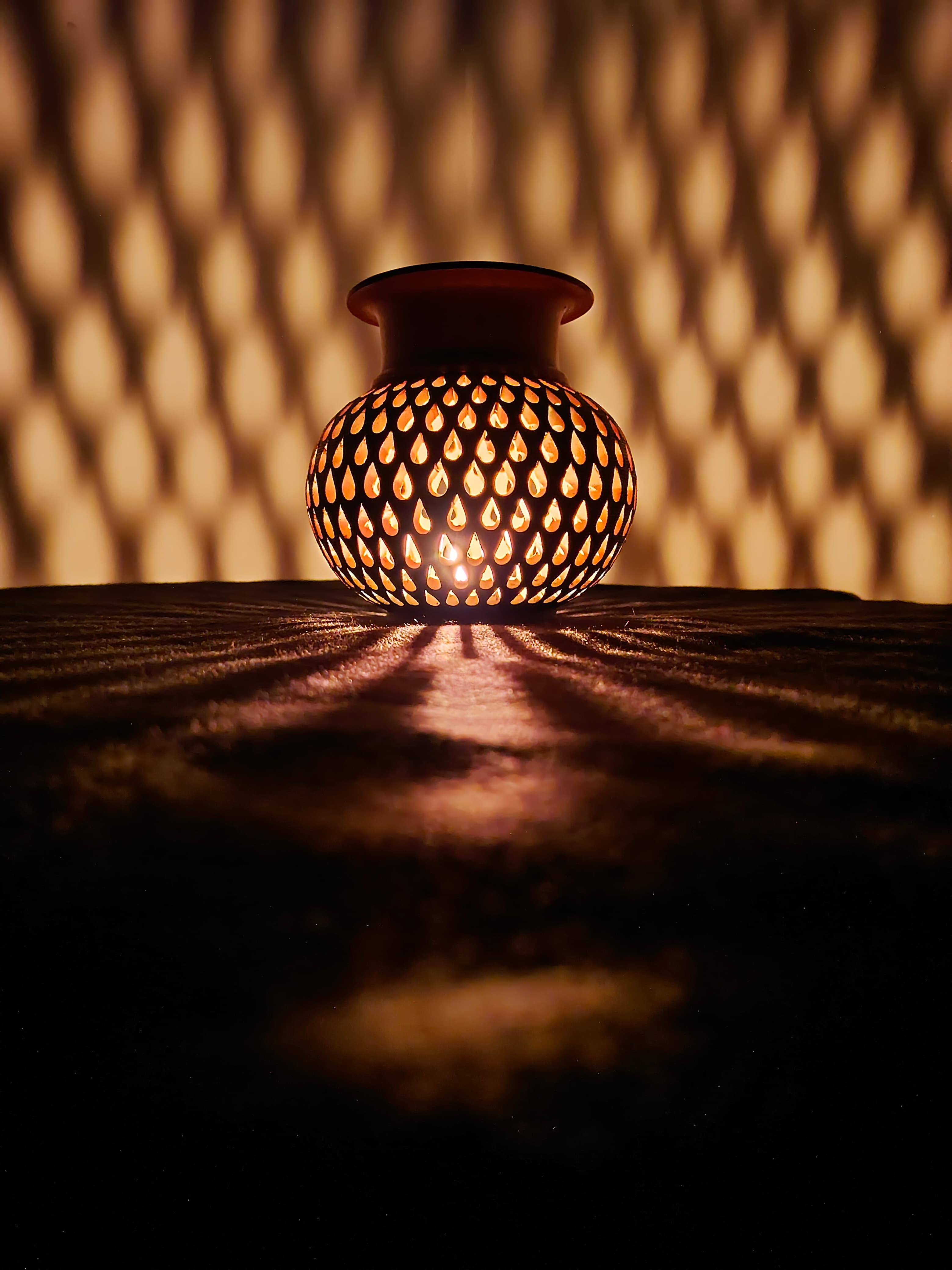 Kagazi Pottery Lamp - Spherical Shape T Light Holder